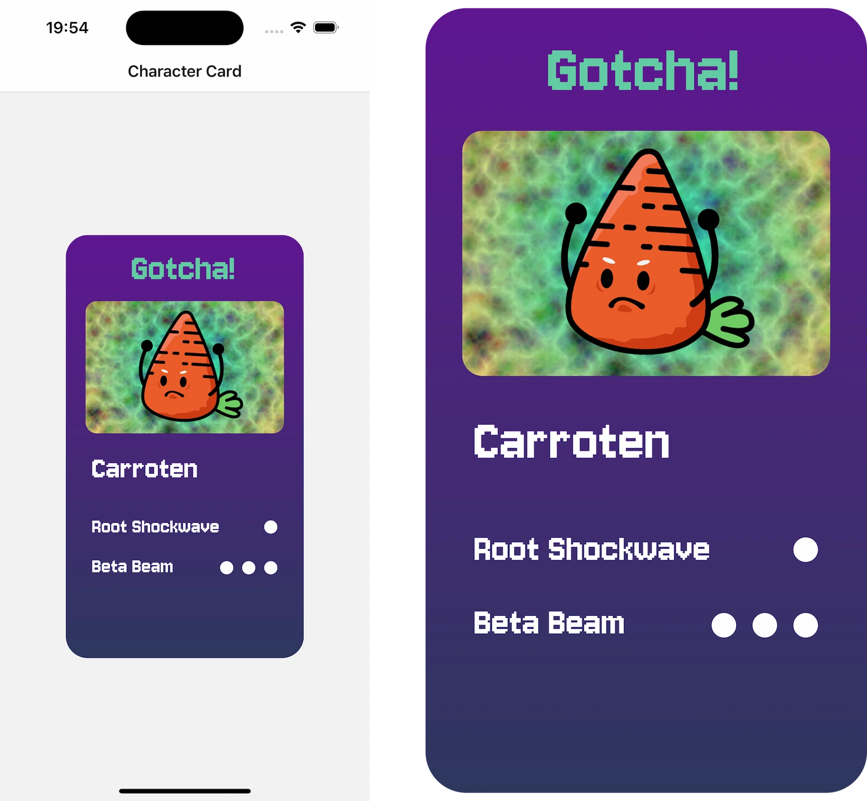 Final Effect - "Carroten" character card.